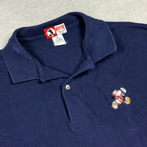 Mickey Inc Polo Shirt Mens XL Navy Blue Embroidered‎ Mickey Mouse Sporty Vintage